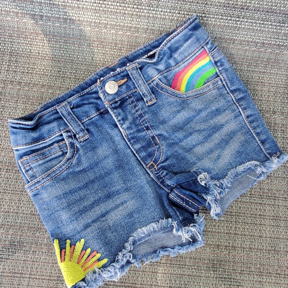 Rainbow sunshine denim shorts